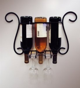 Wire 3 Bottle Wall Glass Holder