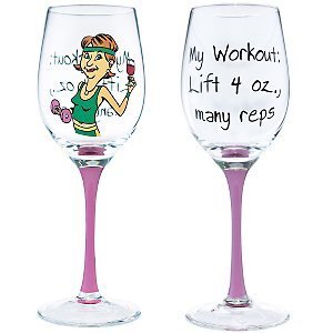 Workout Party Girl Wine Glass
